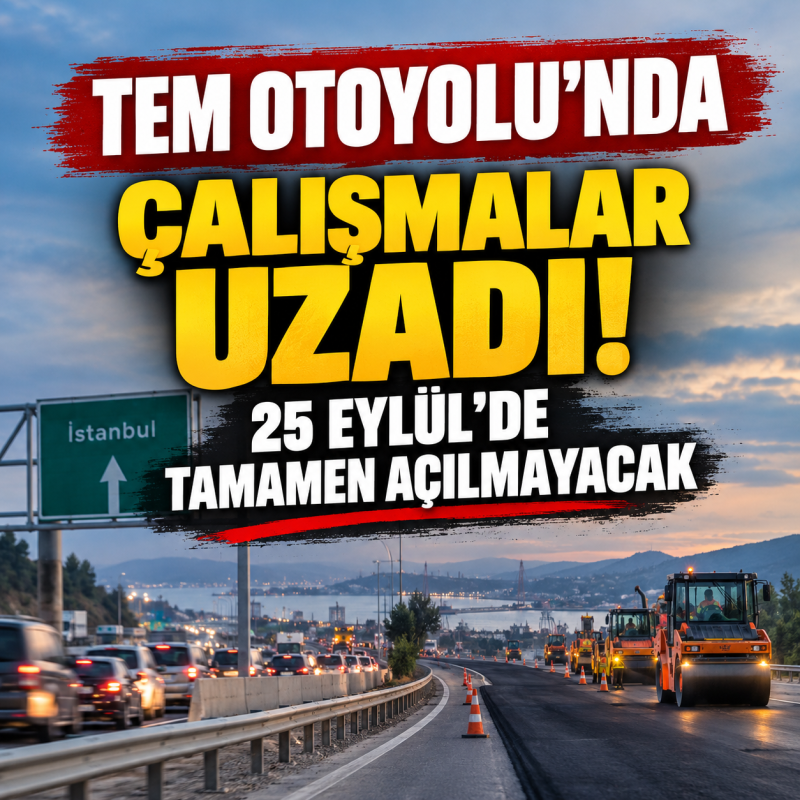 TEM OTOYOLU’NDA ÇALIŞMALAR UZADI! 25 EYLÜL’DE TAMAMEN AÇILMAYACAK